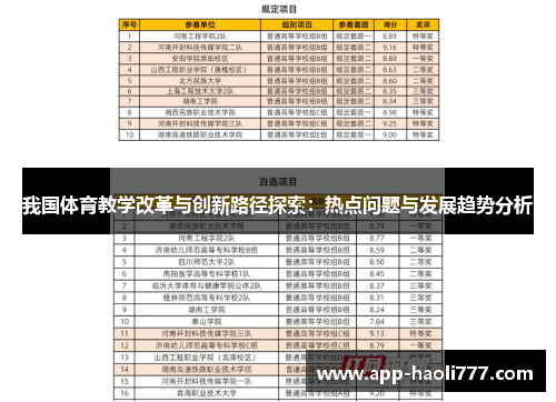 我国体育教学改革与创新路径探索：热点问题与发展趋势分析